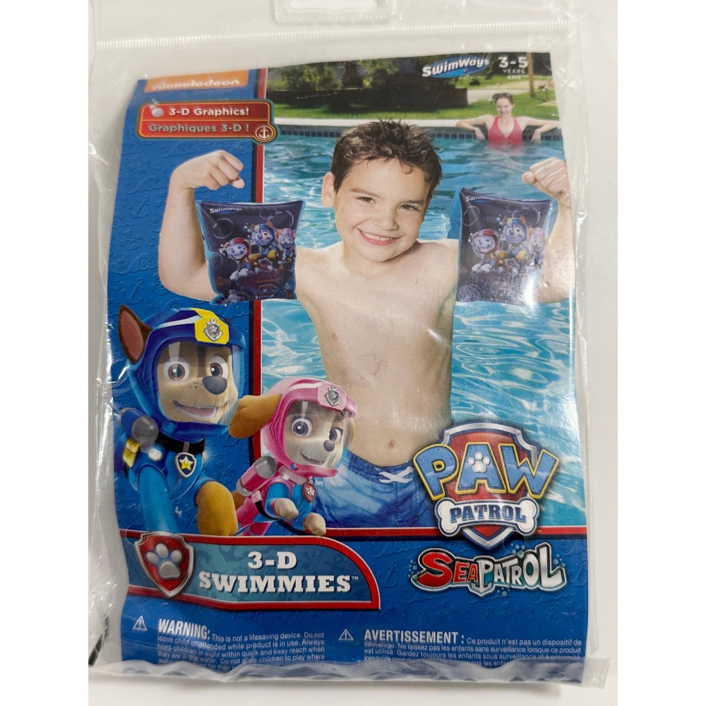 SwimWays Swimmies Kids 3-5 Blue Paw Patrol Sea Patrol 3-D Arm Bands 2-Pack - Picture 2 of 4